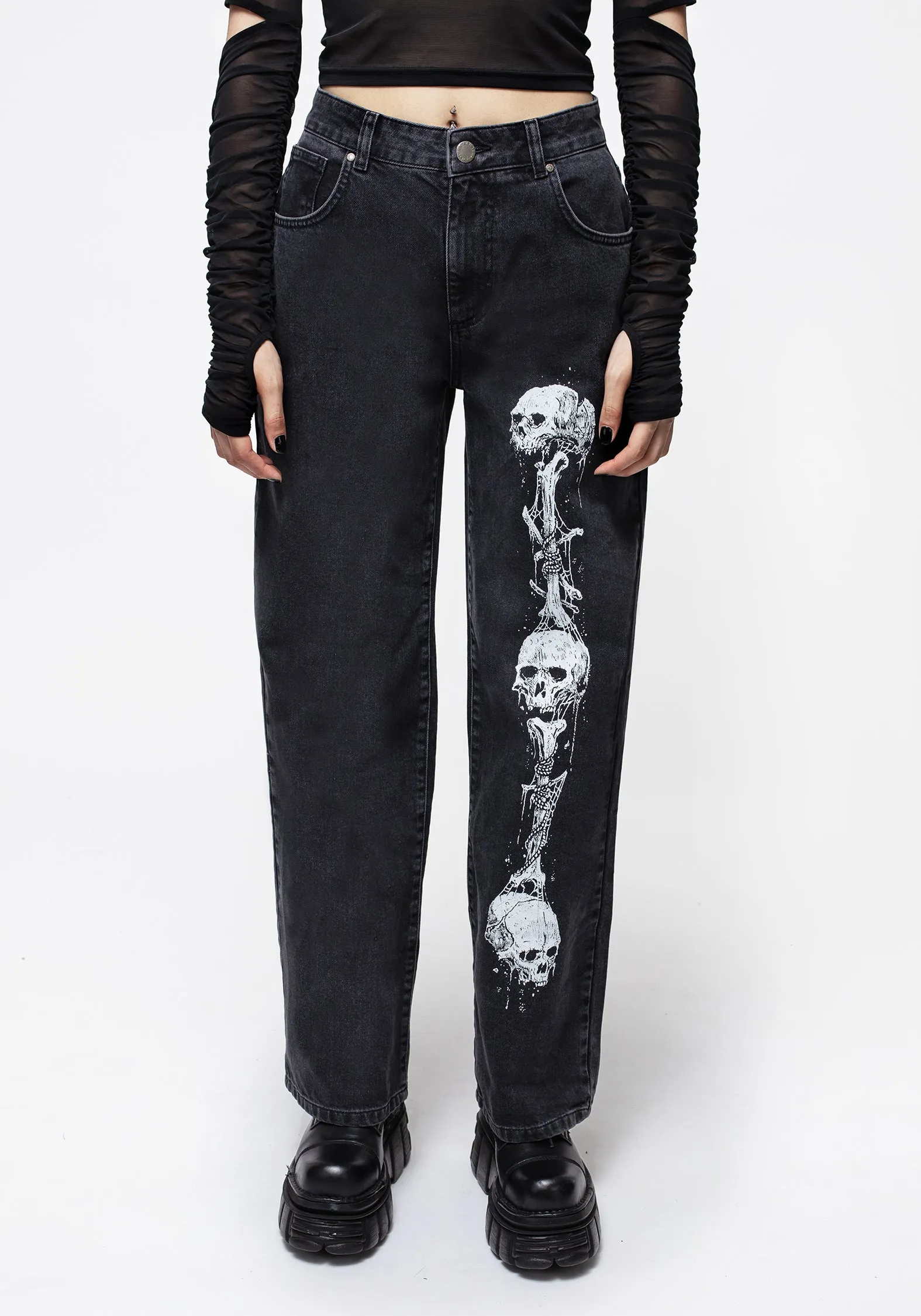 Reaper Wide Leg Washed Jeans