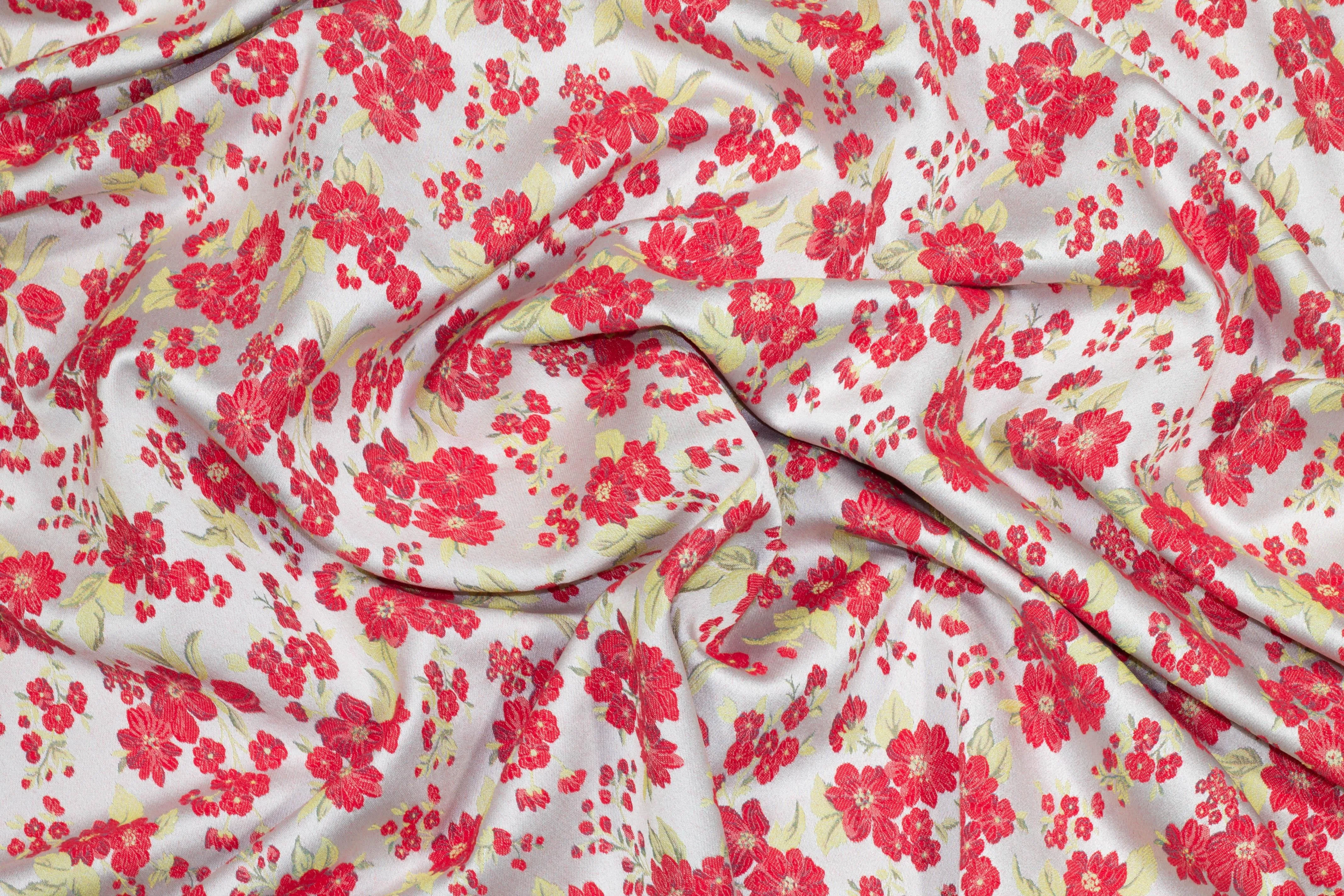 Red and Yellow Floral Jacquard