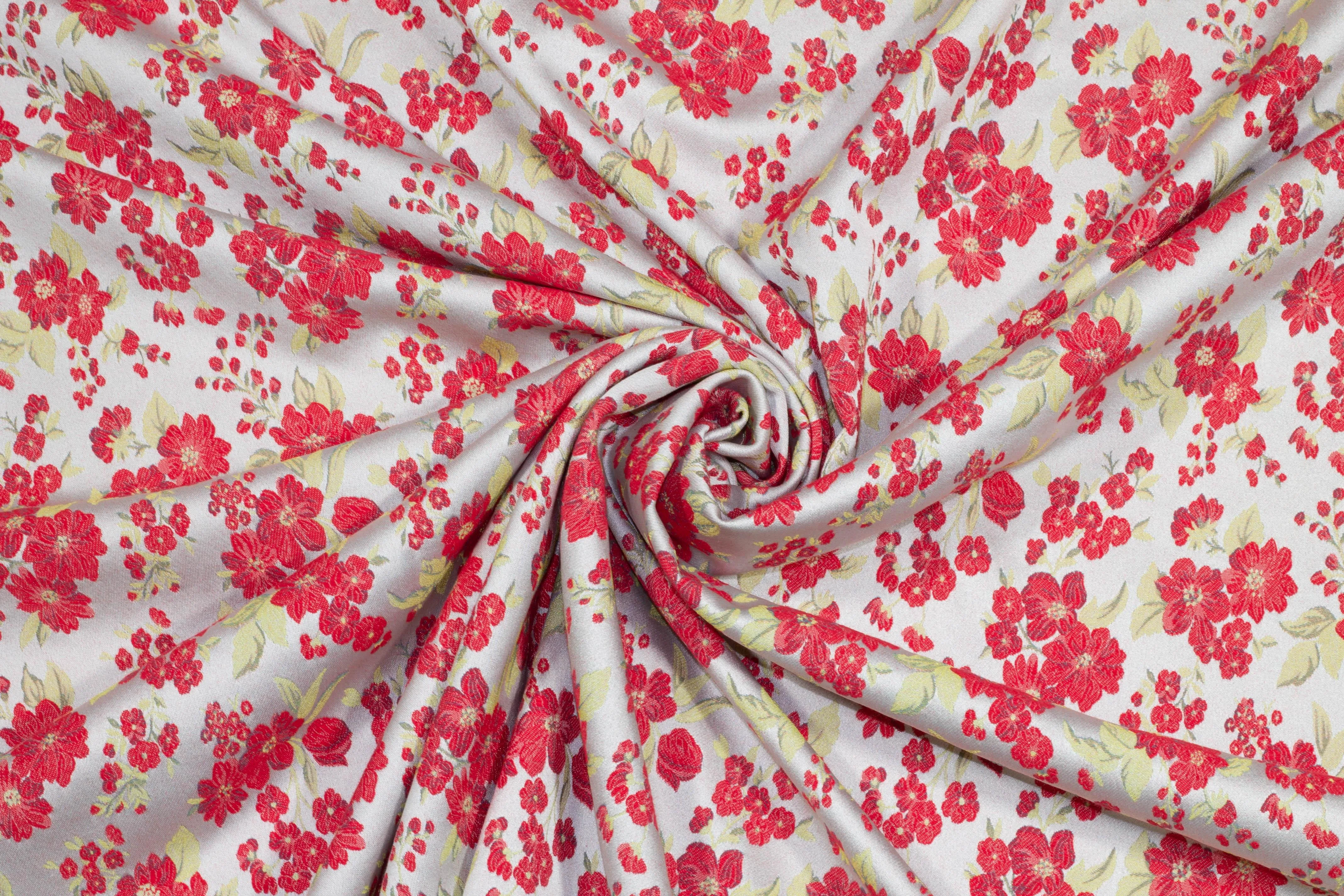 Red and Yellow Floral Jacquard