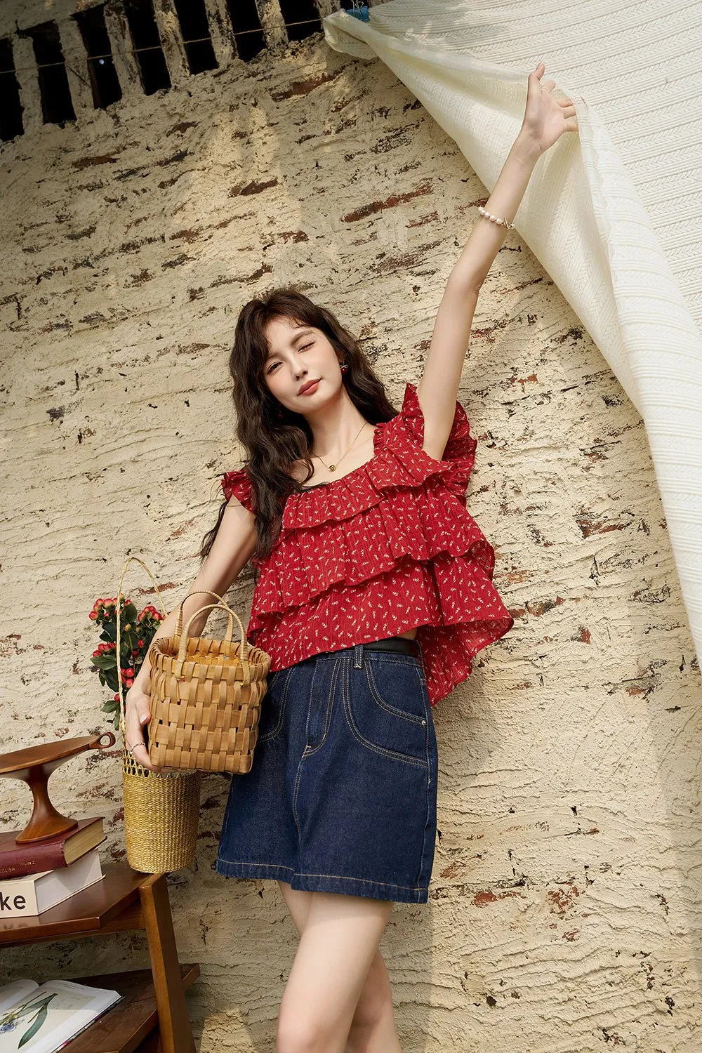 Red Polka Dot Blouse for women