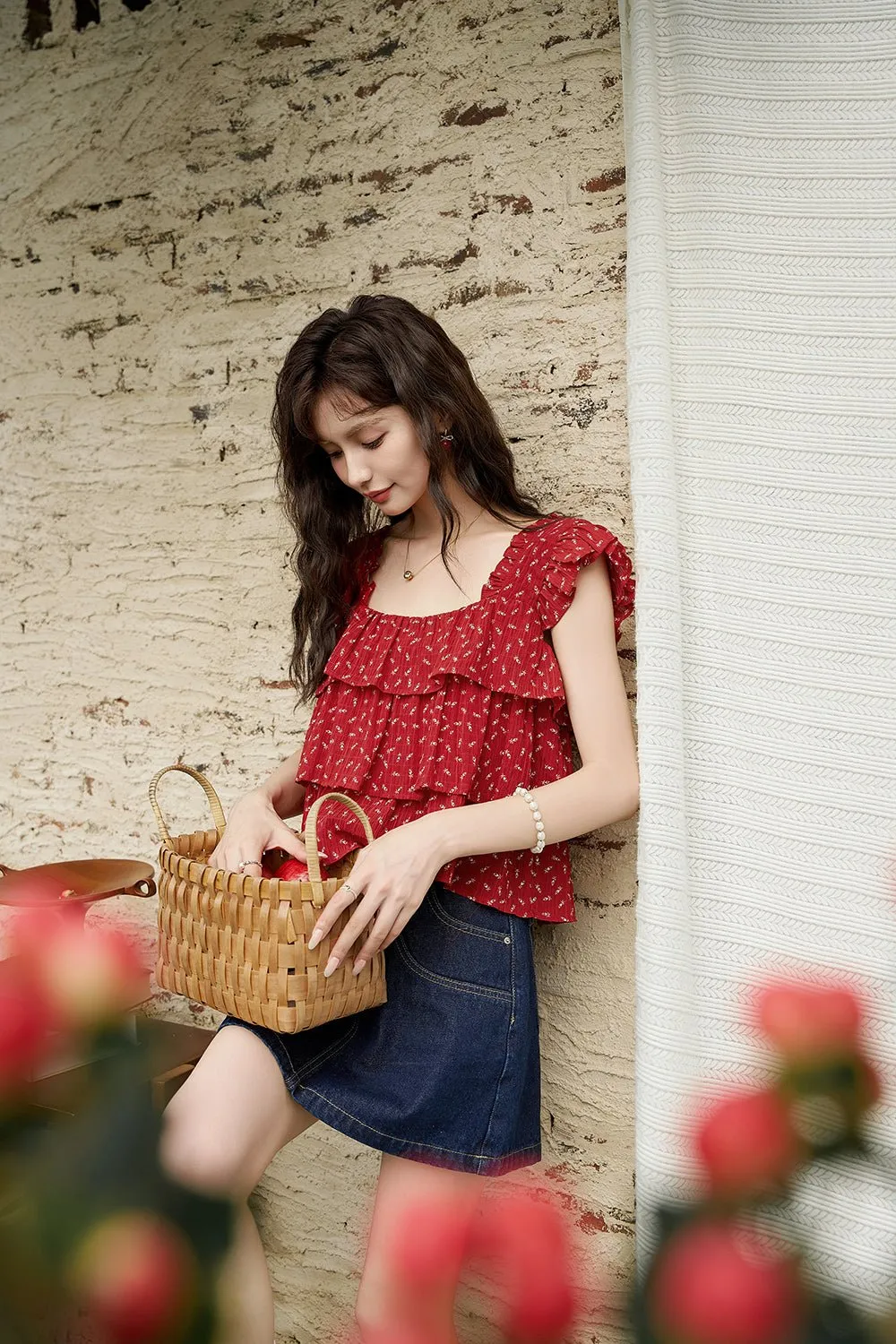 Red Polka Dot Blouse for women