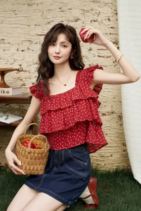 Red Polka Dot Blouse for women