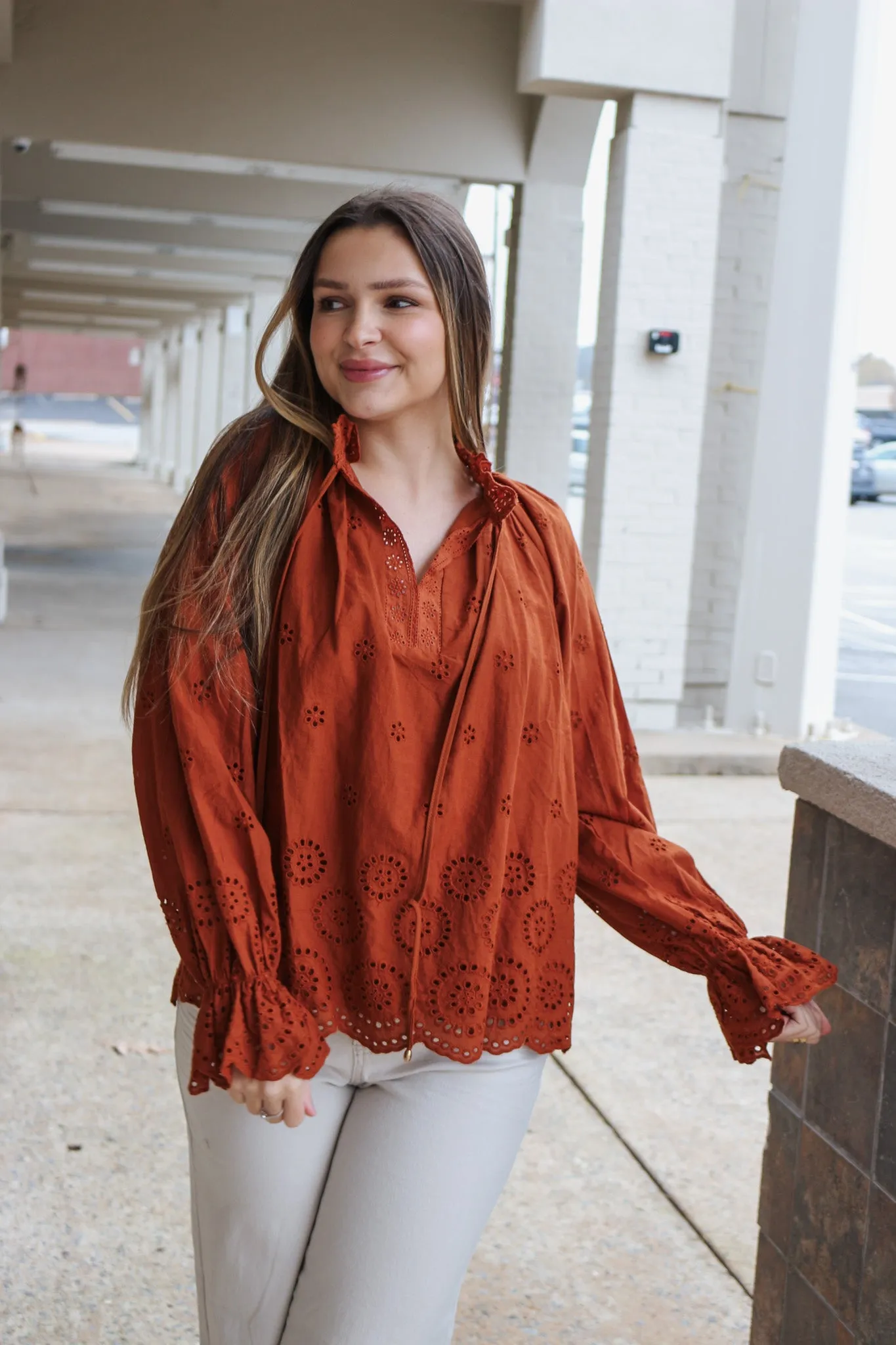 Rustic Petals Chestnut Floral Blouse