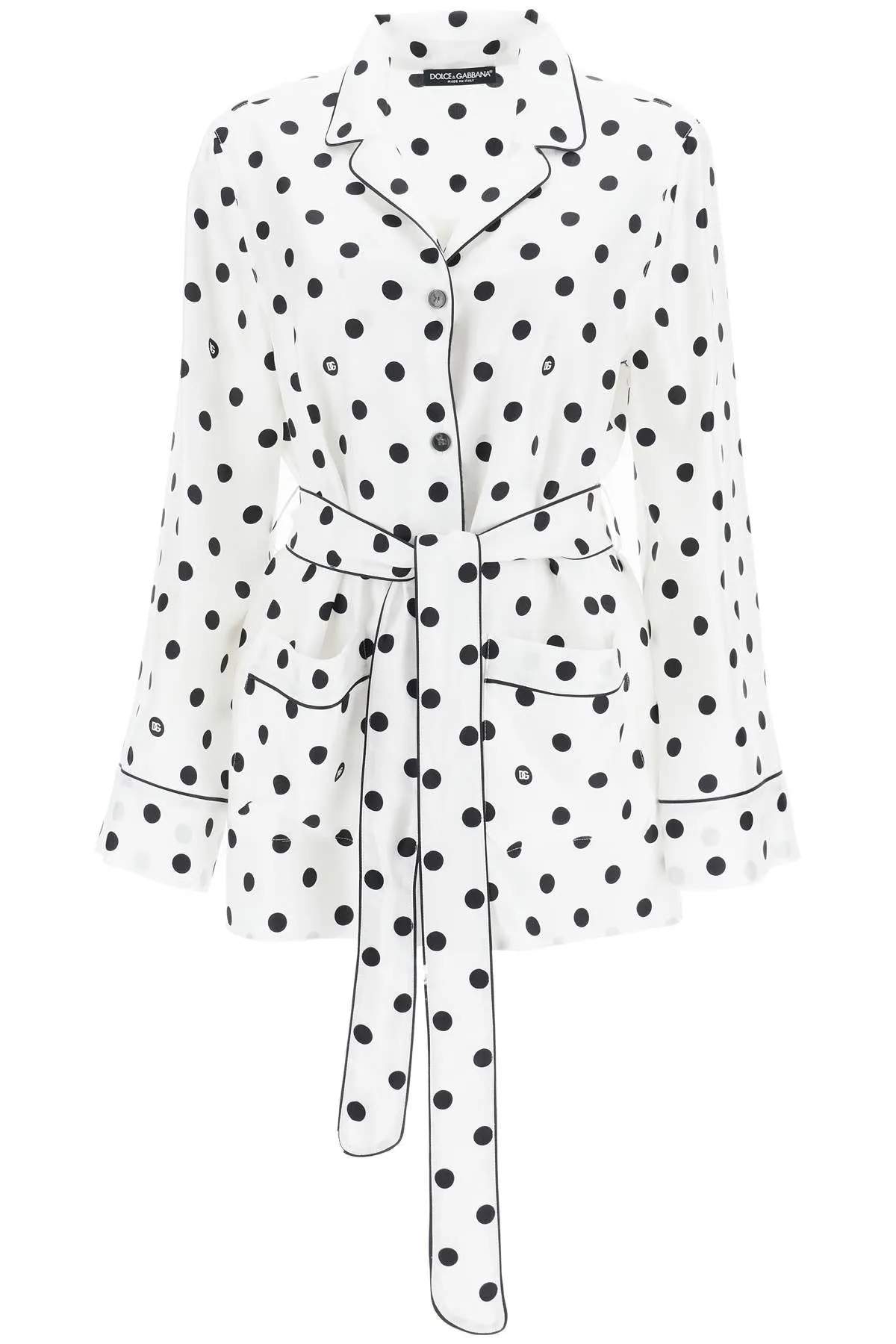 SILK POLKA DOT PAJAMA SHIRT