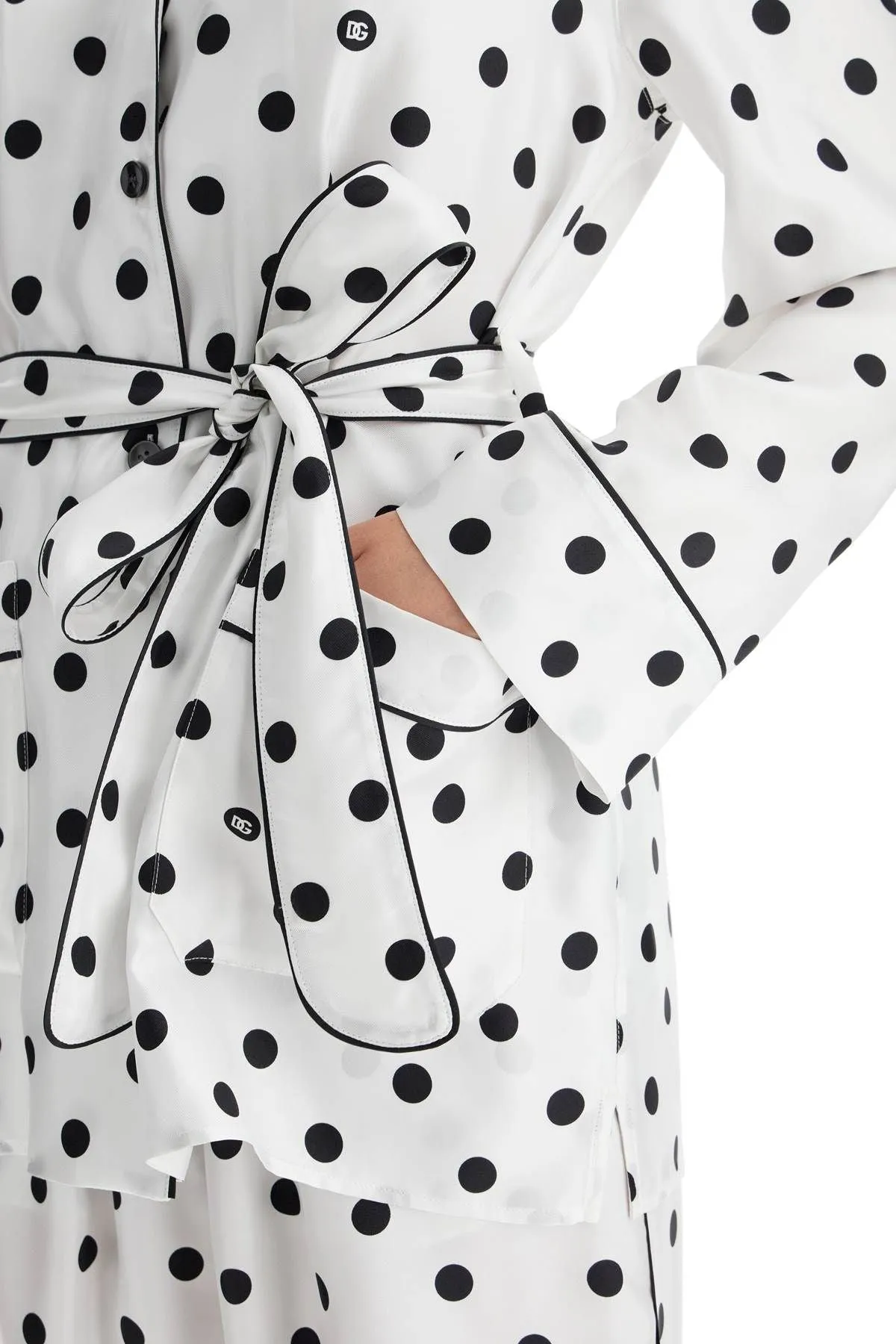 SILK POLKA DOT PAJAMA SHIRT