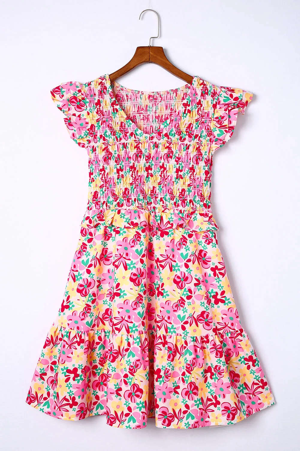 Smocked Bodice Ruffle  Floral Dresses