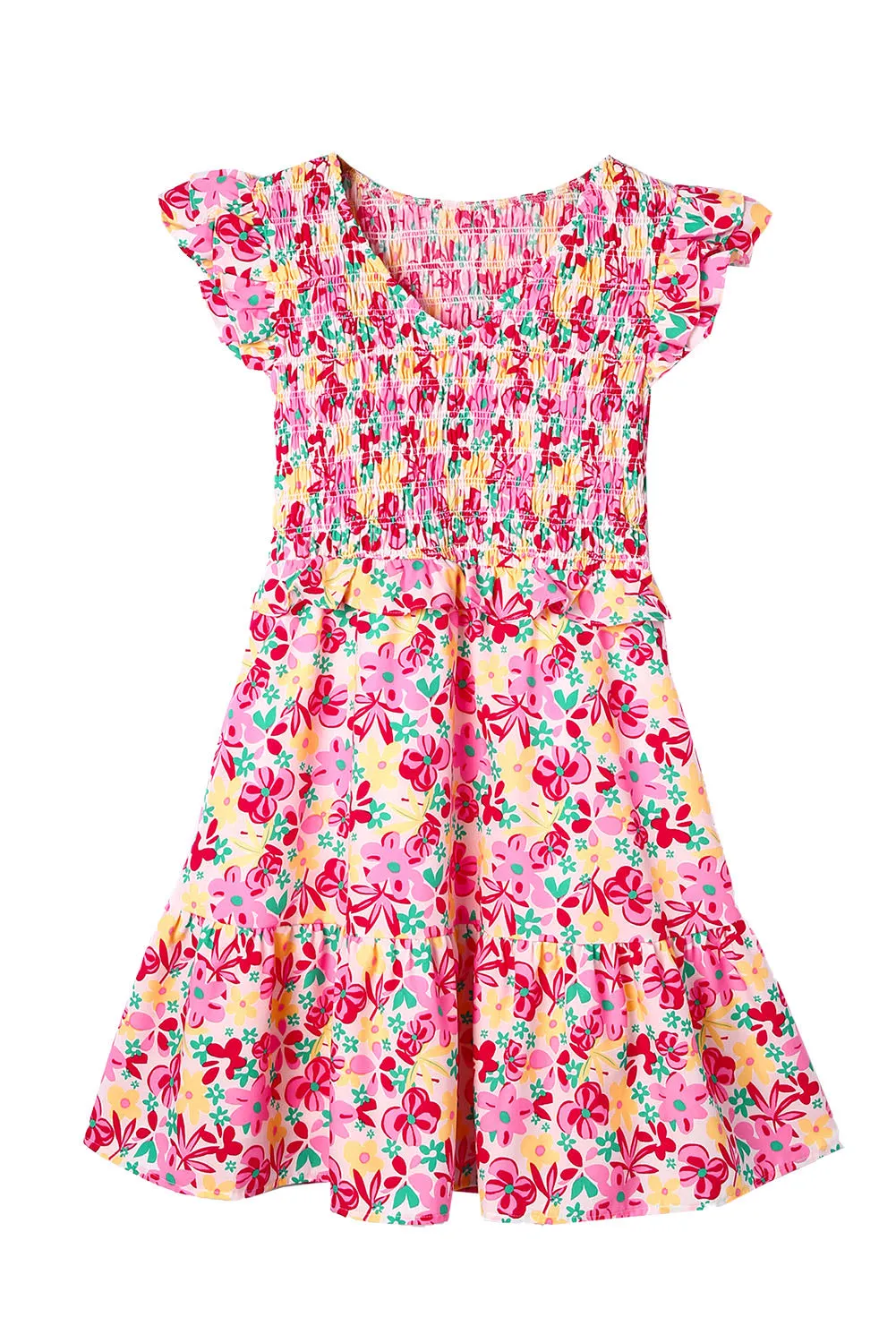 Smocked Bodice Ruffle  Floral Dresses