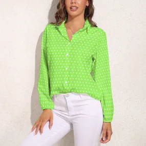 Swiss Dot Top, Polka Dot Top, Lime Green top Women, Retro Top Women, 80s 90s inspired top, Semi Sheer top, Vintage inspired top