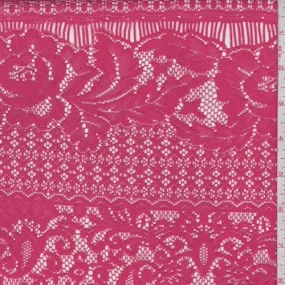 Watermelon Floral Stripe Lace Fabric