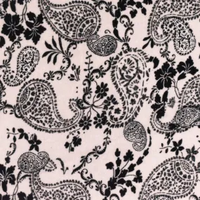 Whisper Pink-Black Paisley Printed Momie Georgette Fabric