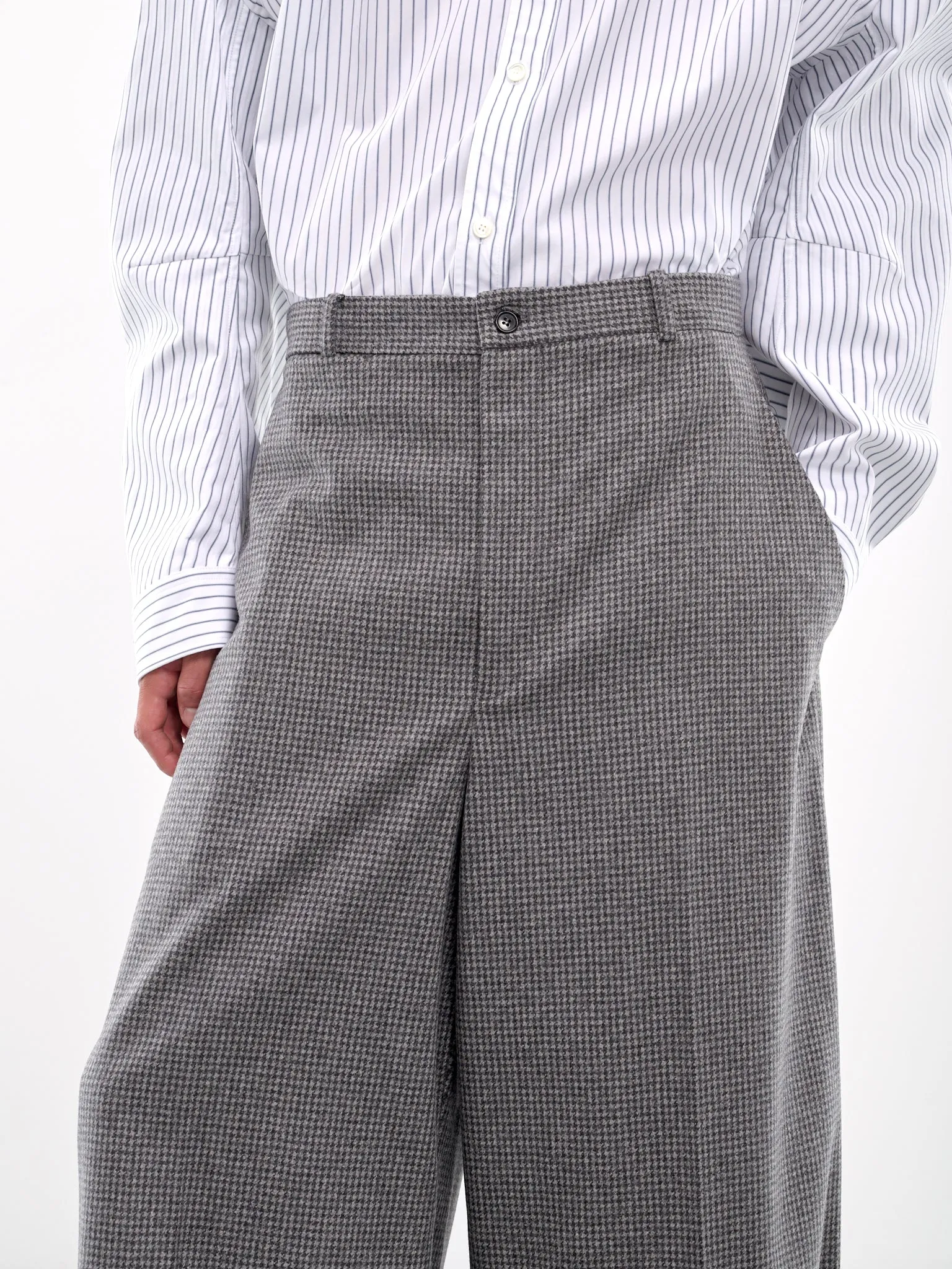 Wide Leg Houndstooth Trousers (HMMZ30011A-HZ120-MEDIUM-GREY)