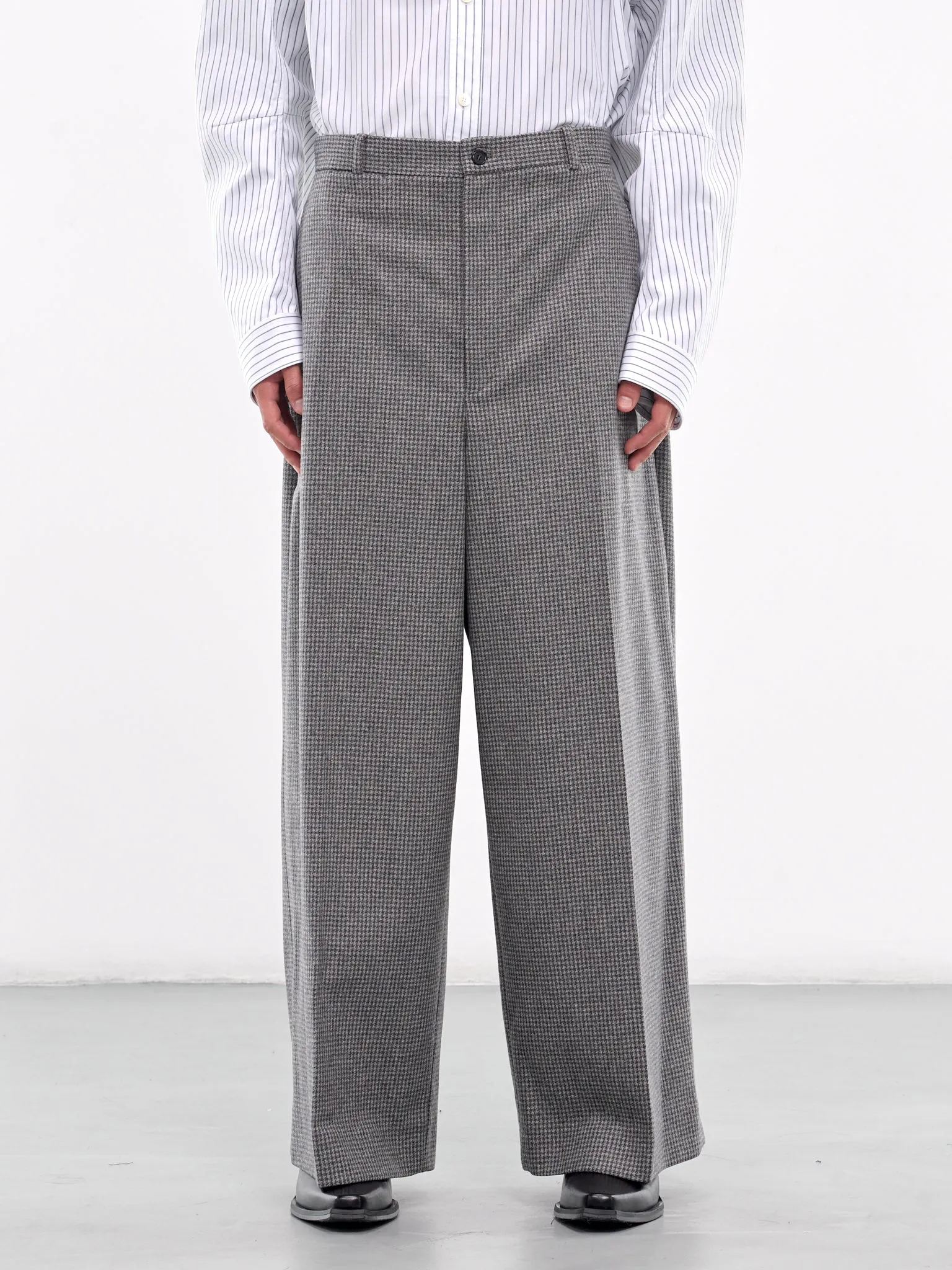 Wide Leg Houndstooth Trousers (HMMZ30011A-HZ120-MEDIUM-GREY)