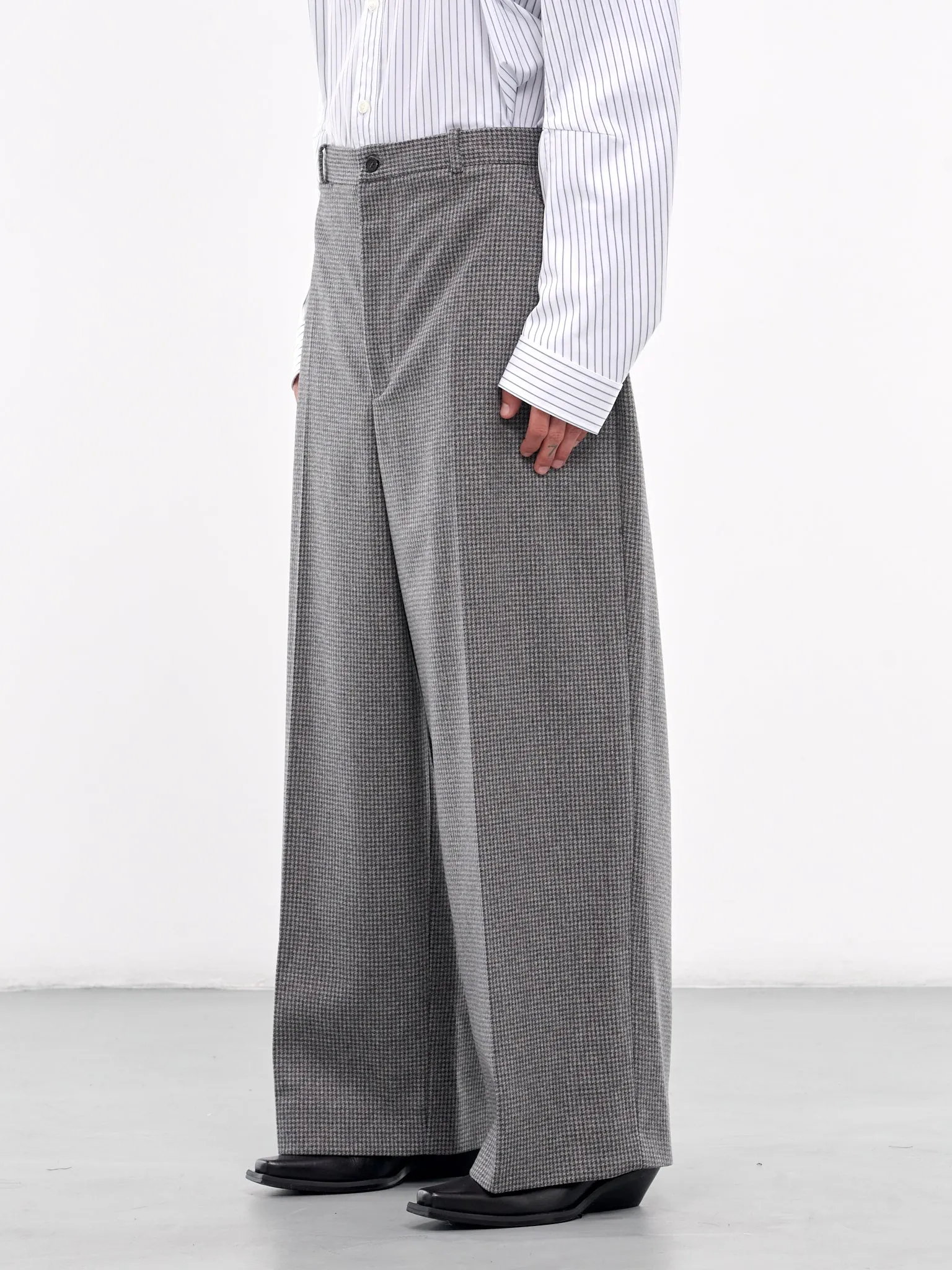 Wide Leg Houndstooth Trousers (HMMZ30011A-HZ120-MEDIUM-GREY)