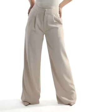 Women Straight Leg Pleated Trousers