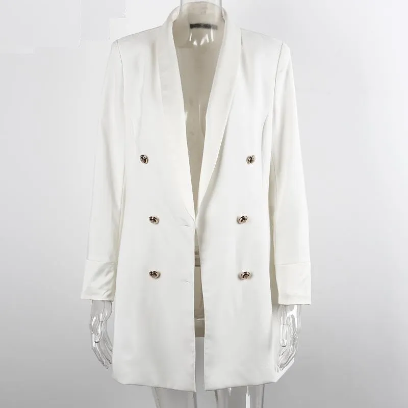 Women's Autumn Double Breasted Long Blazer