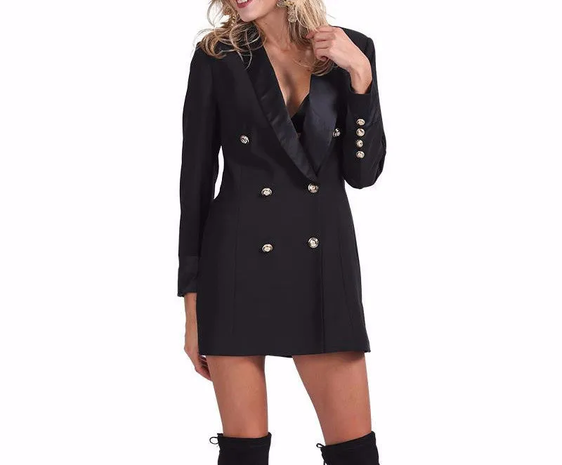 Women's Autumn Double Breasted Long Blazer