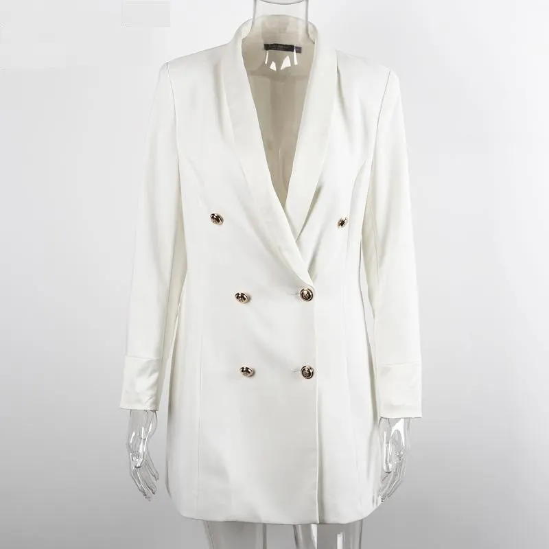 Women's Autumn Double Breasted Long Blazer