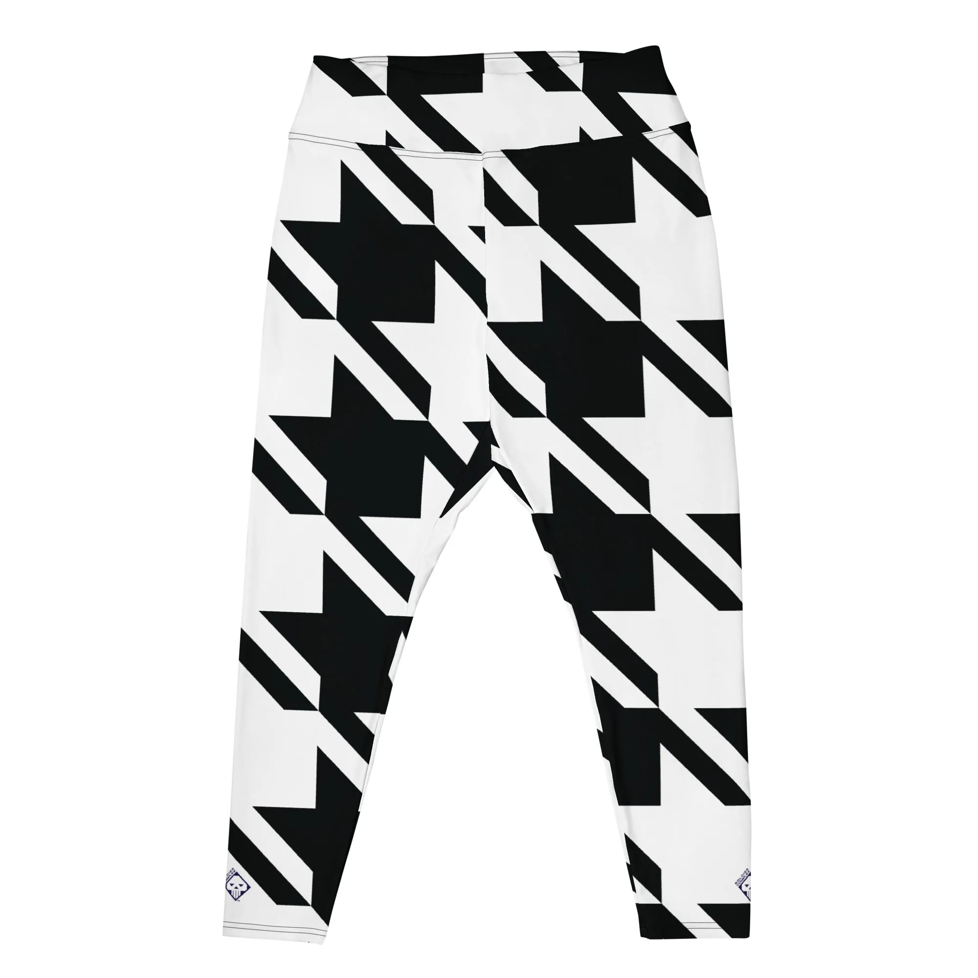 Womens Plus Size High Waist Houndstooth Yoga Pants Leggings 001