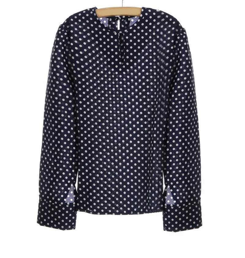 Women's Spring/Summer Chiffon Long-Sleeved Polka Dot Blouse