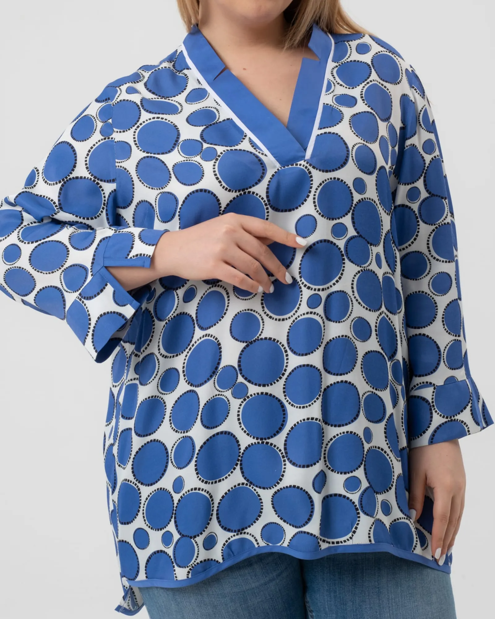 Zelie Tunic | Indigo Blue Dot Pattern