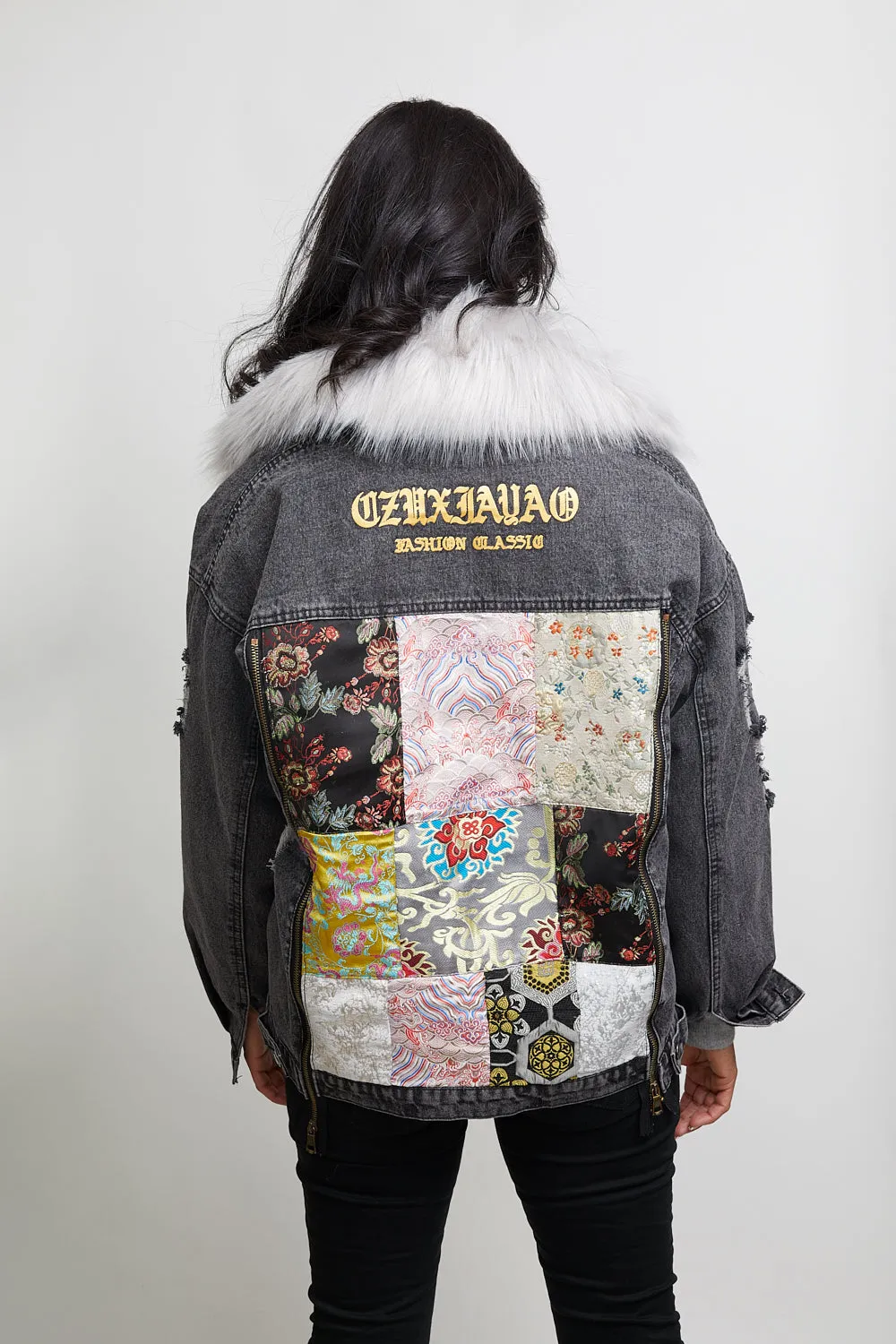 ZIP BACK - DENIM PATCHWORK JACKET