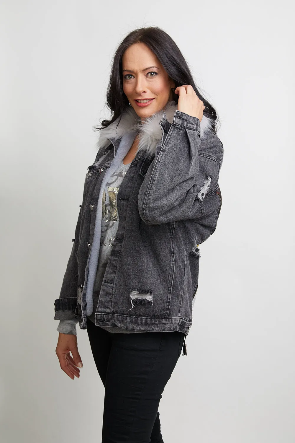 ZIP BACK - DENIM PATCHWORK JACKET