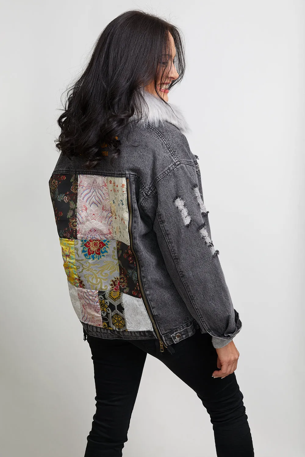 ZIP BACK - DENIM PATCHWORK JACKET