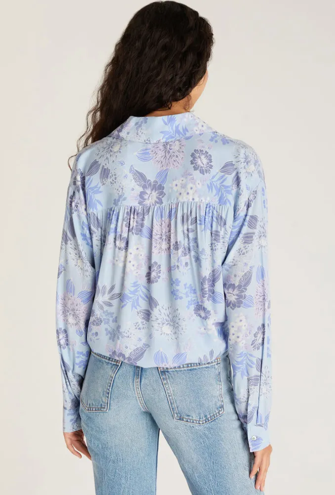 Zsup Floral Button up Top-Blue